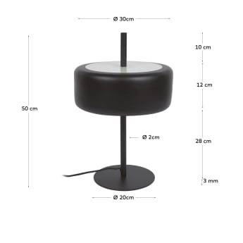 Lámpara de mesa Francisca de metal con acabado negro y cristal - tamaños