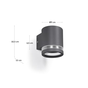 Beyda small outdoor wall light made of painted aluminium with black finish - sizes