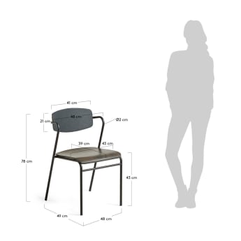 Καρέκλα με μπράτσα Milian - μεγέθη