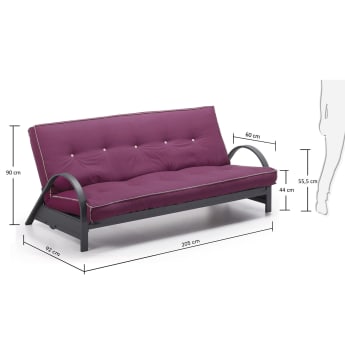 Canapé-lit Howell, violet - dimensions
