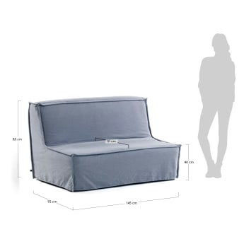 Sofa rozkładana Lyanna 140 cm niebieska - rozmiary