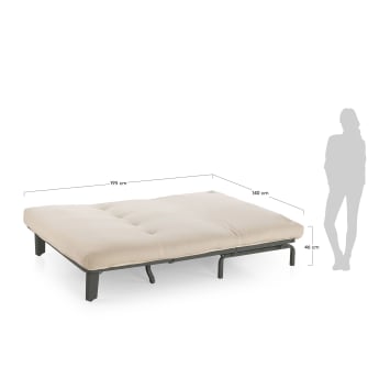 Sofá-cama Jessa 140 cm cinzento e castanho claro - tamanhos