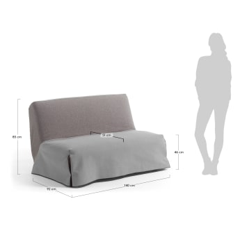 Canapé lit 140 Jessa gris et gris clair - dimensions