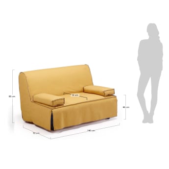 Canapé lit Jessa 140 cm moutarde - dimensions