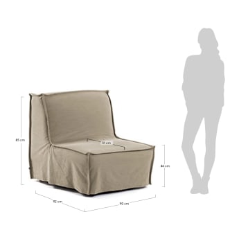 Καναπές-κρεβάτι Lyanna 90 εκ, μπεζ - μεγέθη
