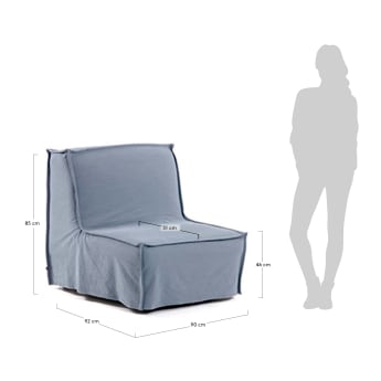 Fotel rozkładany Lyanna 90 cm niebieski - rozmiary