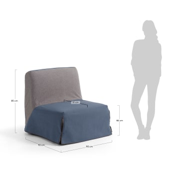 Canapé-lit Jessa 90 cm gris et bleu - dimensions