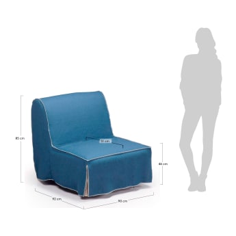 Canapé lit Jessa 90 cm bleu - dimensions