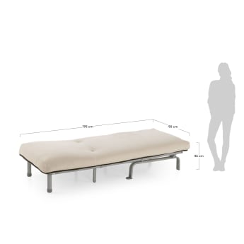 Sofá cama Jessa 90 cm beige - tamaños