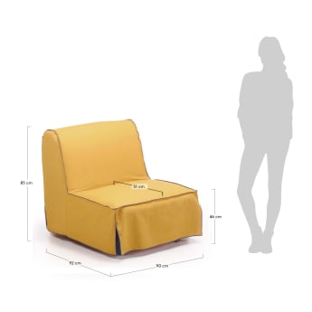 Canapé lit Jessa 90 cm moutarde - dimensions