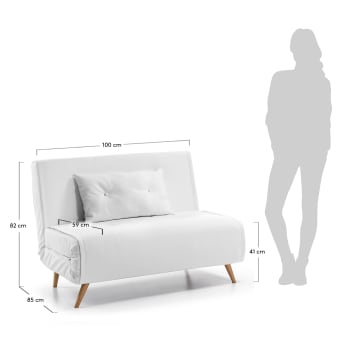 Sofa rozkładana Tupana 2-osobowa biała skóra syntetyczna 100 cm - rozmiary