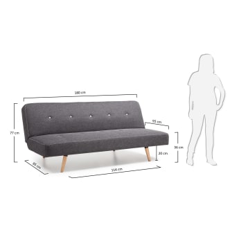 Leidoka sofa bed 210 cm grey - sizes
