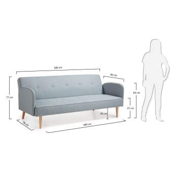 Lika sofa bed 180 cm grey - sizes