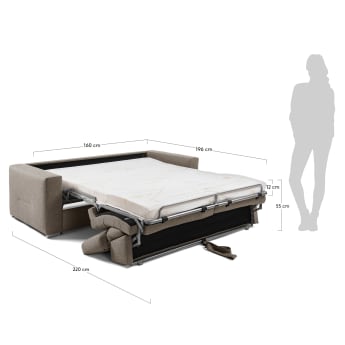 Sofá cama Kant 160 cm visco marrón - tamaños