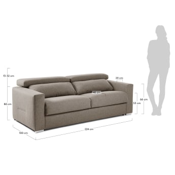 Canapé-lit  Kant 160 cm visco marron - dimensions