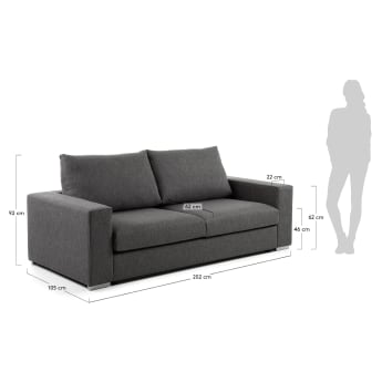 Big sofa bed 140 viscoelastic, chrono graphite - sizes