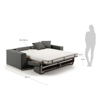 Canapé-lit  Big 140 viscoélastique, chrono graphite - dimensions