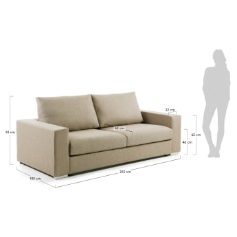 Big sofa bed 140 viscoelastic, chrono beige - sizes