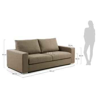 Big sofa bed 140 cm visco brown - sizes
