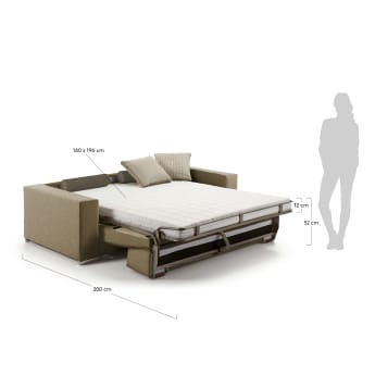 Big sofa bed 160 viscoelastic, chrono brown - sizes