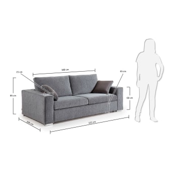 Big sofa bed 160 viscoelastic, mottled grey - sizes