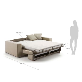 Big sofa bed 180 viscoelastic, chrono beige - sizes