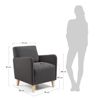 Graphite Arck armchair - sizes