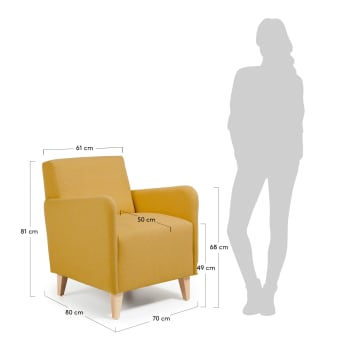 Fauteuil Arck moutarde - dimensions