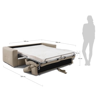 Kant sofa bed 160 cm polyurethane beige - sizes