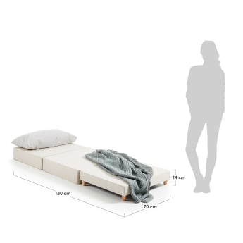 Kos pouffe bed in dark grey, 70 x 60 (180) cm - sizes