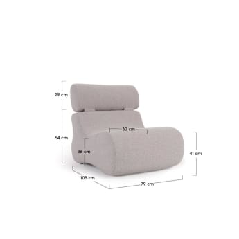 Club armchair in light grey bouclé - sizes