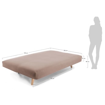 Canapé-lit Koki tissu marron - dimensions