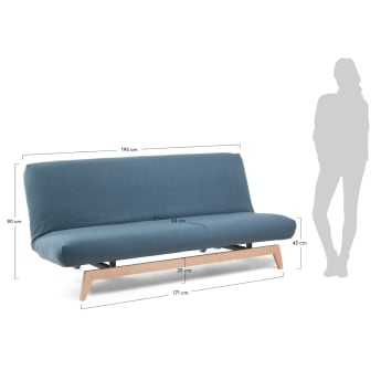 Koki sofa bed fabric blue - sizes