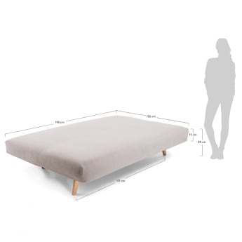 Canapé-lit Koki tissu gris - dimensions