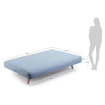 Sofà llit encoixinat Koki, blau - mides