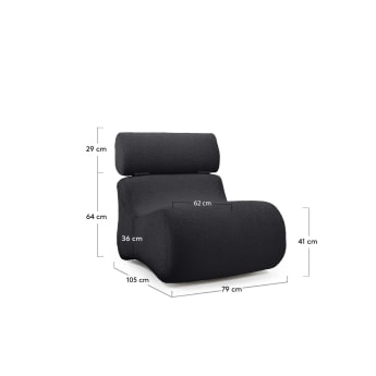 Club armchair in black bouclé - sizes