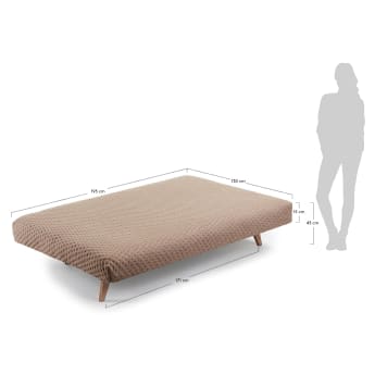Sofá-cama acolchoado Koki 195 cm bege - tamanhos