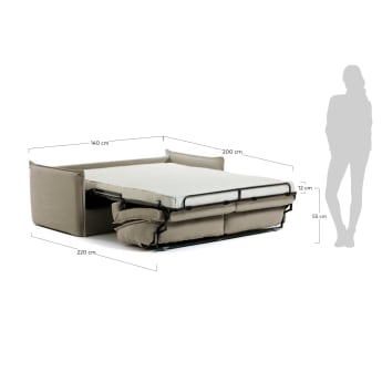 Sofa rozkładana Samsa 2-osobowa visco beżowa 140 cm - rozmiary