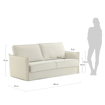 Canapé-lit Samsa 140 cm visco blanc - dimensions