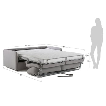 Kymoon sofa bed 140 viscoelastic, light grey - sizes