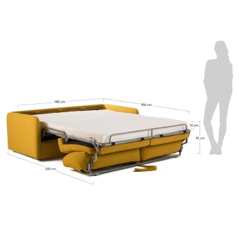 Canapé-lit  Kymoon 140 cm visco moutarde - dimensions