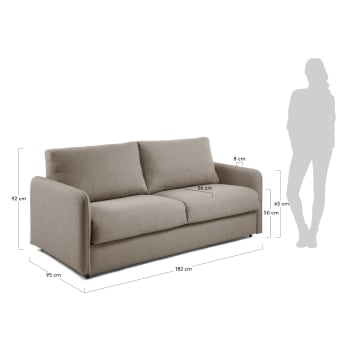Kymoon sofa bed 140 cm polyurethane brown - sizes