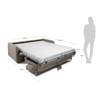 Sofà llit Kymoon 140 cm poliuretà marró - mides