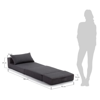 Arty pouffe bed in dark grey, 70 x 89 (200) cm - sizes