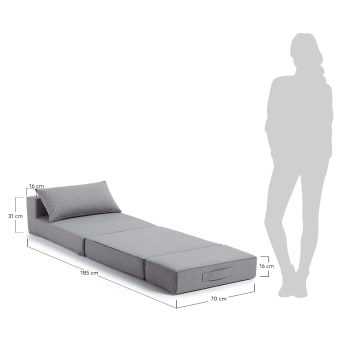 Arty pouffe bed in light grey, 70 x 89 (200) cm - sizes