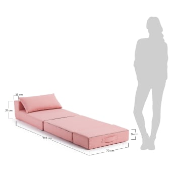 Arty pouffe bed in pink, 70 x 89 (200) cm - sizes