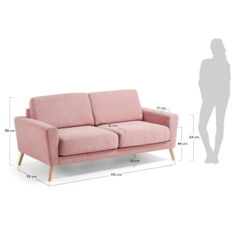 Pink 3-seater Narnia sofa - sizes