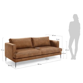 Tanya rostbraunes gestepptes Stoff 2-sitzer Sofa 183 cm - Größen