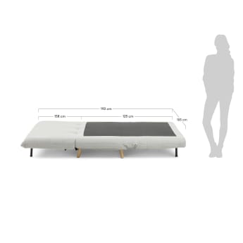 Susan sofa bed in light grey, 107 x 91 (192) cm - sizes