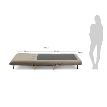 Sofá cama Susan marrón 107 x 91 (192) cm - tamaños